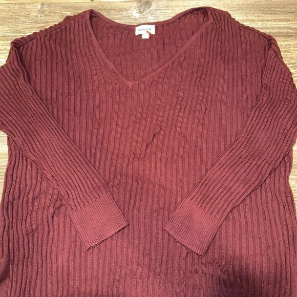 OPEN EDIT Asymmetric V-neck Tunic Sweater In Burgundy. Size XL. NWOT. 12 - Picture 4 of 11